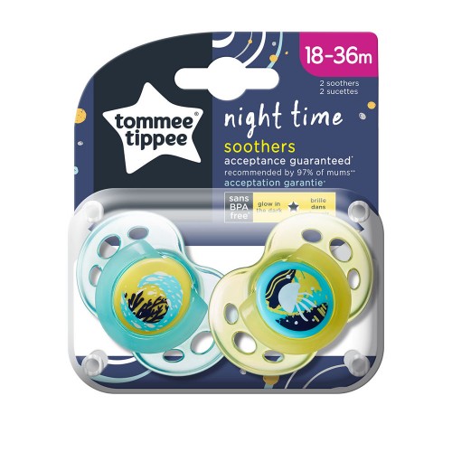 Tommee Tippee Ортодонтични залъгалки NIGHT 18-36м, 2 бр./оп. 43341385