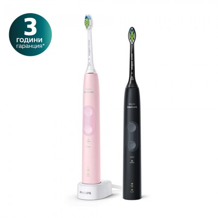 Philips Sonicare Комплект звукочестотни четки за зъби Protective Clean 4500, черна и розова HX6830/35