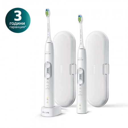 Philips Sonicare Комплект звукочестотни четки за зъби ProtectiveClean 6100, бели (2 броя) HX6877/34