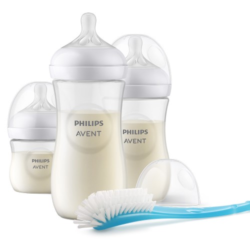 Philips AVENT SCD837/12 Комплект за новородено Natural Response с 3 шишета и четка за почистване