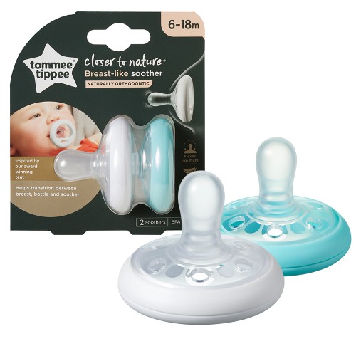 Tommee Tippee Ортодонтични залъгалки Breast-Like 6-18м, 2 бр./оп. 433430