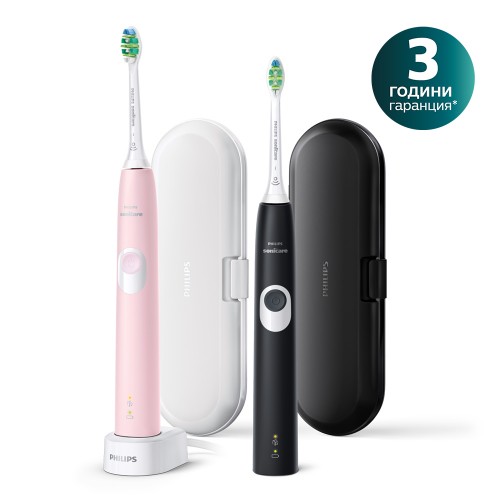 Philips Sonicare Комплект звукочестотни четки за зъби Protective Clean 4300, розова и черна HX6800/35