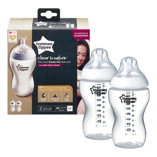 Tommee Tippee Шише за хранене Easi-Vent 3м+, 340 мл, 2 бр./оп. 42262075