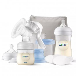 Philips AVENT Комплект Ръчна помпа за изцеждане на кърма Natural Motion с контейнери VIA, шишета за хранене Natural, несесер SCF430/16