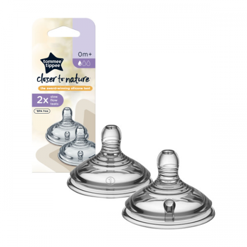 Tommee Tippee Биберони Closer to Nature Slow, 1 капка, 0м+, 2 бр/оп 42112051