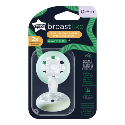 Tommee Tippee залъгалки Breast-Like NIGHT 0-6м | iventas.bg