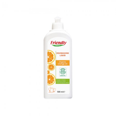 FRIENDLY ORGANIC Препарат за измиване на съдове с портокалово масло, 500мл FR0447