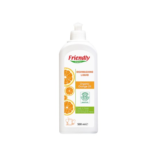 FRIENDLY ORGANIC Препарат за измиване на съдове с портокалово масло, 500мл FR0447