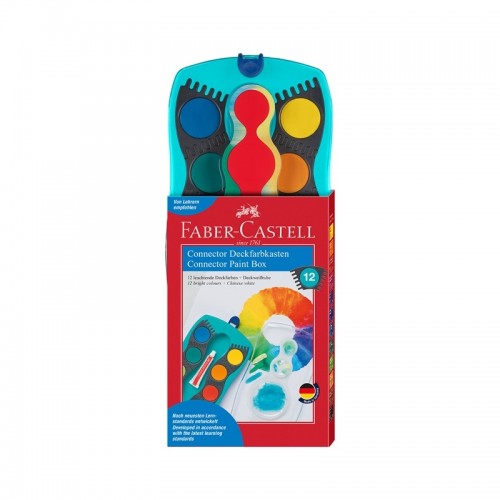 Faber-Castell Акварелни бои Connector, 12 цвята, тюркоазена палитра