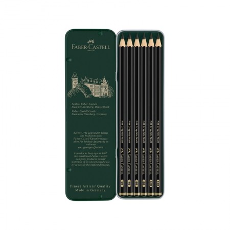 Faber-Castell Моливи Pitt Graphite Matt, чернографитни, 6 броя в метална кутия