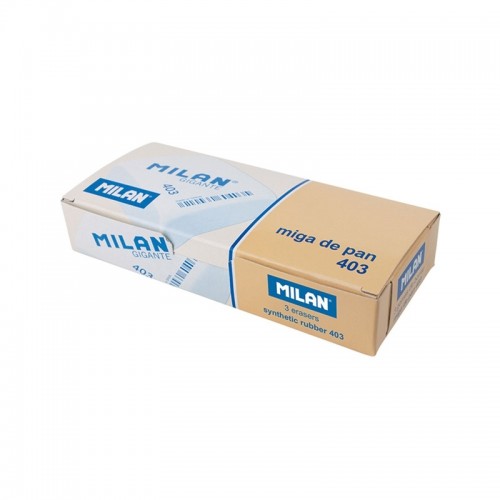 Milan Гума за молив Miga De Pan 403, голяма, бяла, 3 броя