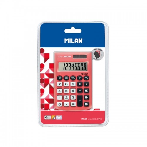 Milan Калкулатор Pocket, 8-разряден, в блистер, червен