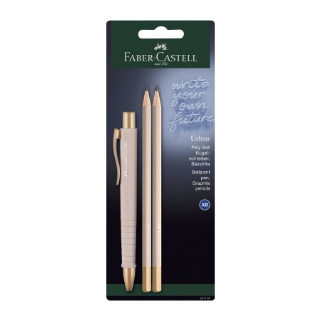 Faber-Castell Химикалка Poly Ball Urban, с 2 молива, бледорозови