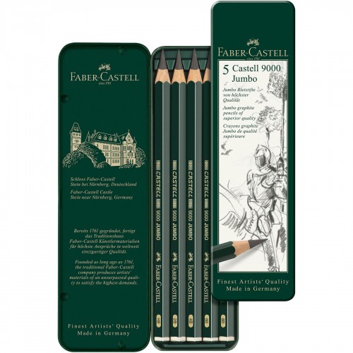 Faber-Castell Молив Castell 9000, Jumbo, чернографитен, 5 броя