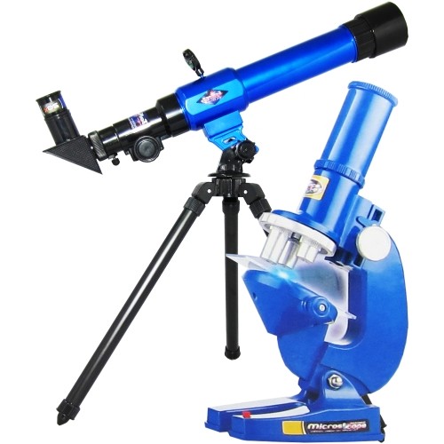 Телескоп с триножник и компас, микроскоп и аксесоари комплект